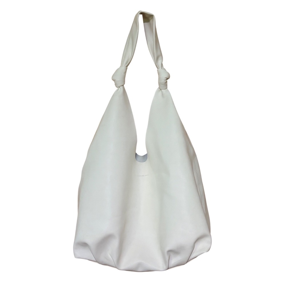 Elizabeth & James White Knotted Soft Hobo Bag Vegan Leather Quiet‎ Luxury Casual